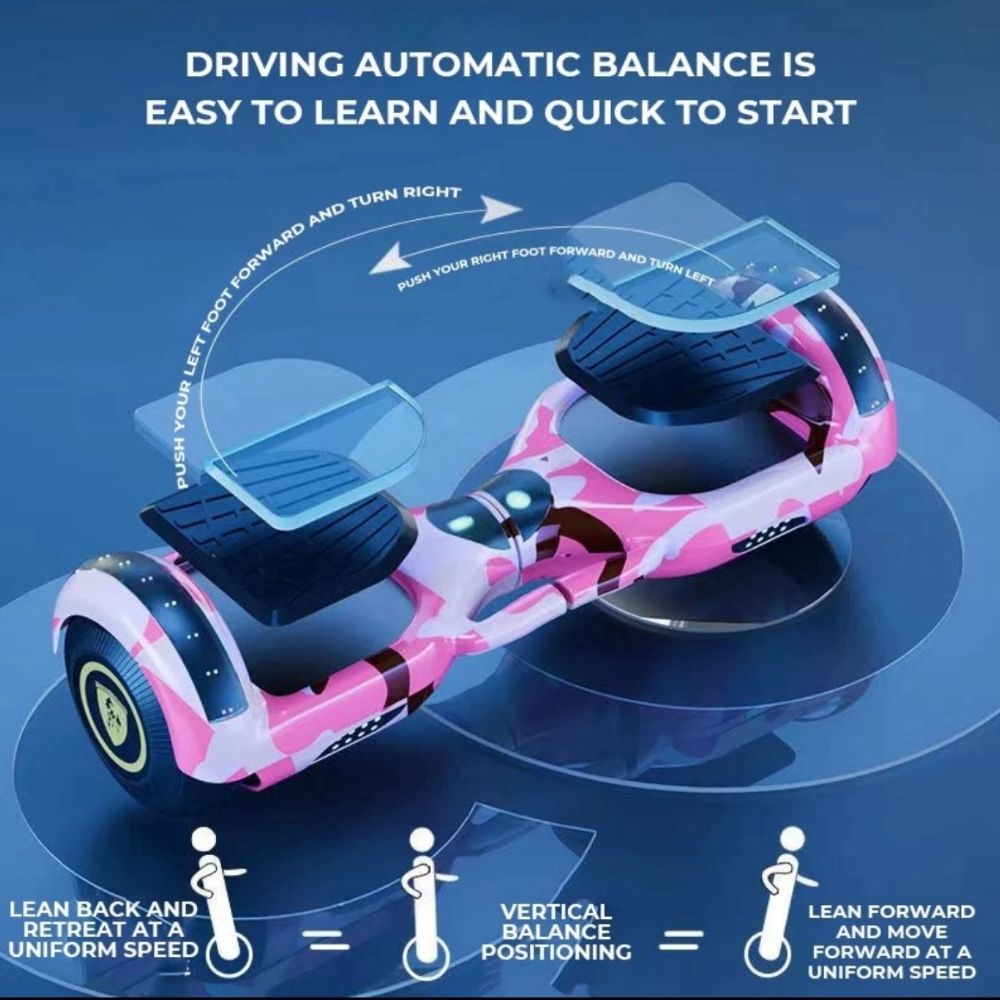 6.5inch Wheel Electric Self Balancing Hoverboard with LED Lights & Bluetooth Speakers -  Purple Starry Sky