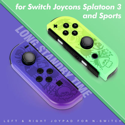 Wireless Controller Gamepad For Nintendo Switch Joy Con Left + Right - Orange & Green Handle + Wrist Strap