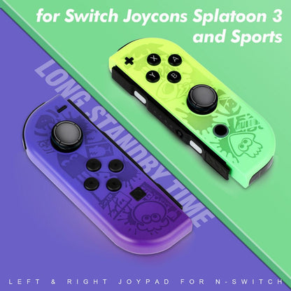 Wireless Controller Gamepad For Nintendo Switch Joy Con Left + Right - Yellow Green + Wrist Strap