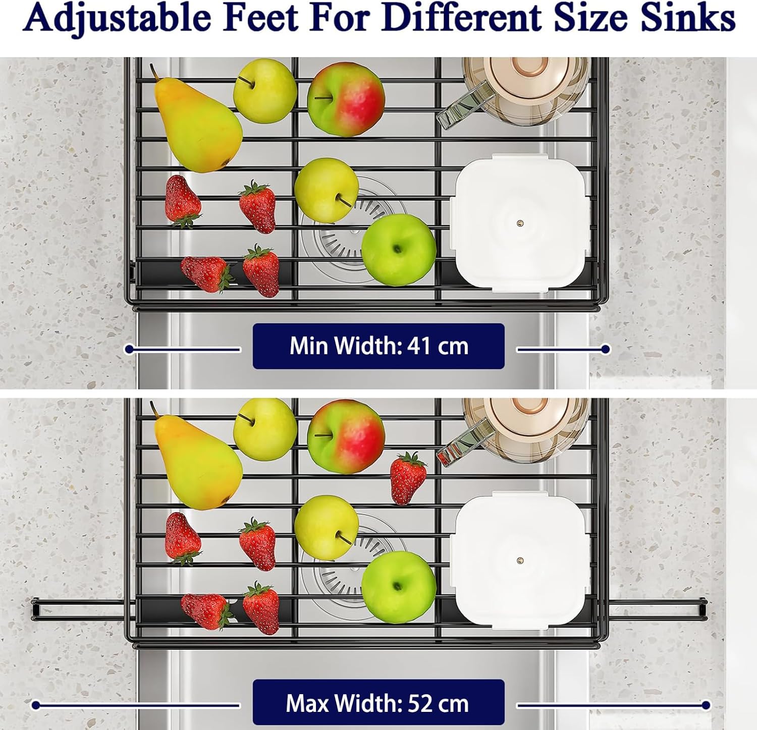 CARLA HOME Expandable Dish Drying Rack with Drainage Spout, Utensil Holder & Drainboardfor Kitchen Countertop Organizer (2 tier)-2050057501205991428
