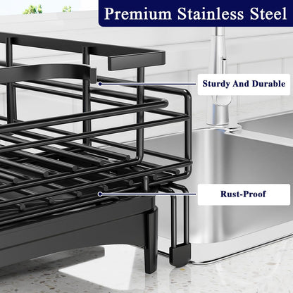 CARLA HOME Expandable Dish Drying Rack with Drainage Spout, Utensil Holder & Drainboardfor Kitchen Countertop Organizer (2 tier)-2050057501205991429