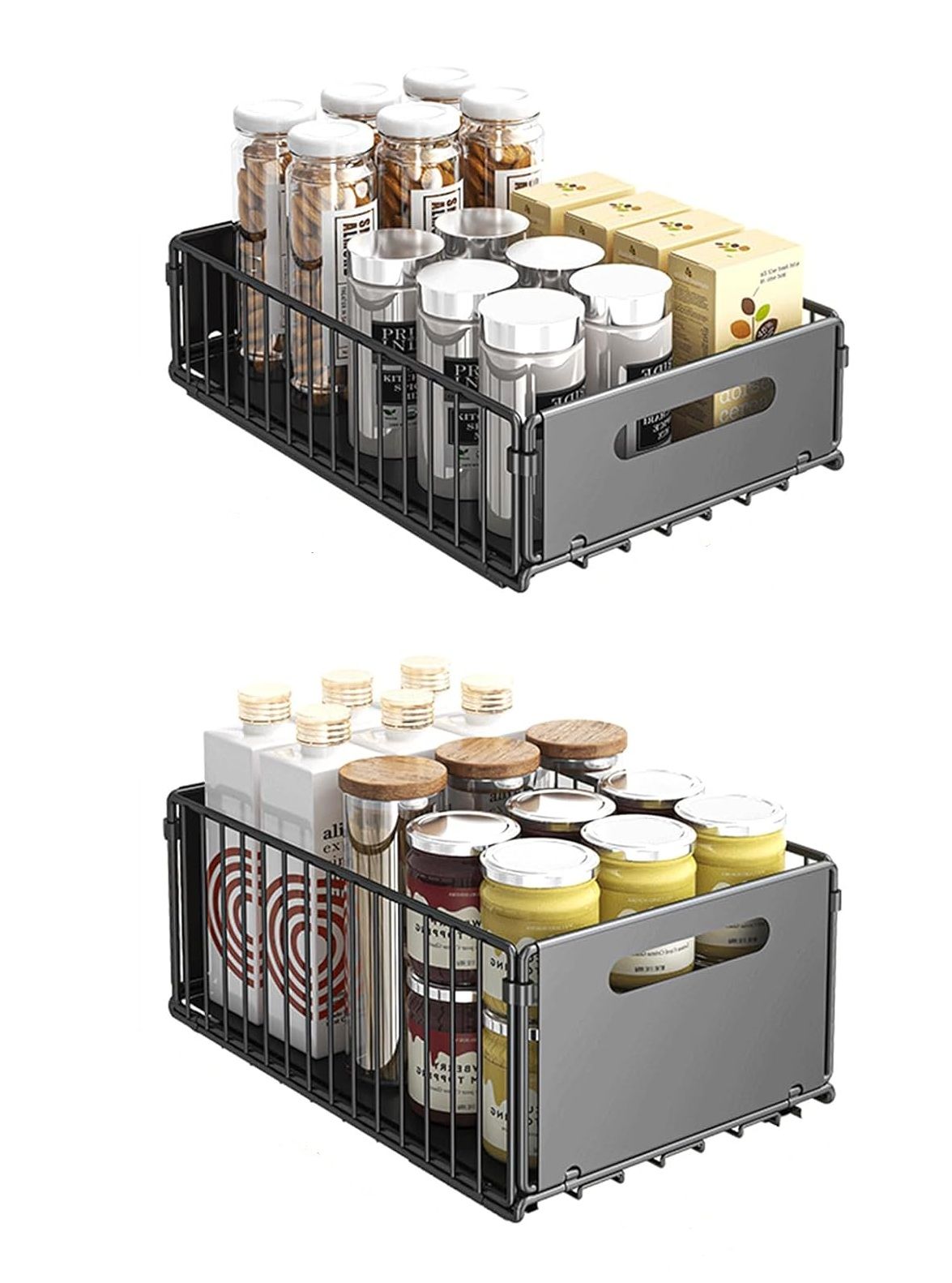 CARLA HOME 2 Pack Pullout Cabinet Kitchen Organizer Drawers with No-Drilling and Adhesive Design for Pantry & Cabinets-2050057501377957897