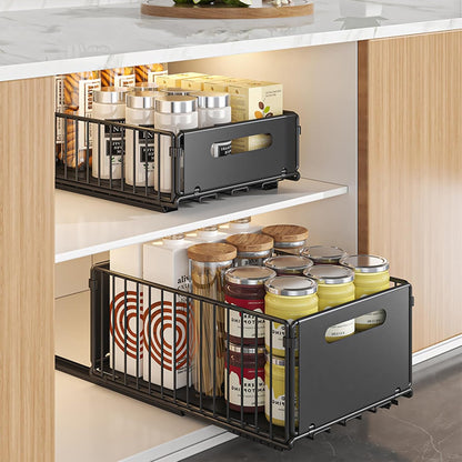CARLA HOME 2 Pack Pullout Cabinet Kitchen Organizer Drawers with No-Drilling and Adhesive Design for Pantry & Cabinets-2050057501377957888