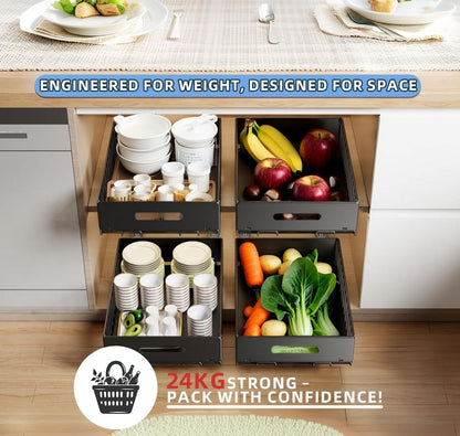 CARLA HOME 2 Pack Pullout Cabinet Kitchen Organizer Drawers with No-Drilling and Adhesive Design for Pantry & Cabinets-2050057501377957890