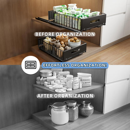 CARLA HOME 2 Pack Pullout Cabinet Kitchen Organizer Drawers with No-Drilling and Adhesive Design for Pantry & Cabinets-2050057501377957891