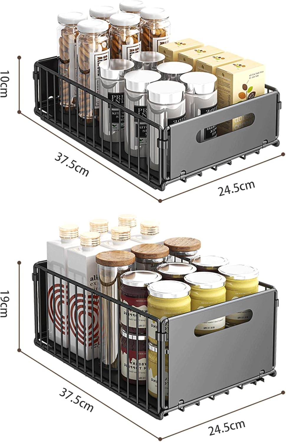 CARLA HOME 2 Pack Pullout Cabinet Kitchen Organizer Drawers with No-Drilling and Adhesive Design for Pantry & Cabinets-2050057501377957894