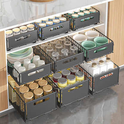 CARLA HOME 2 Pack Pullout Cabinet Kitchen Organizer Drawers with No-Drilling and Adhesive Design for Pantry & Cabinets-2050057501377957896