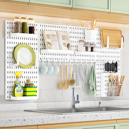 CARLA HOME Pegboard Wall Organizer Kit with 6 Modular Pegboards & 21 Accessories for Kitchen, Office, Gaming & Craft Storage-2050057502606888960