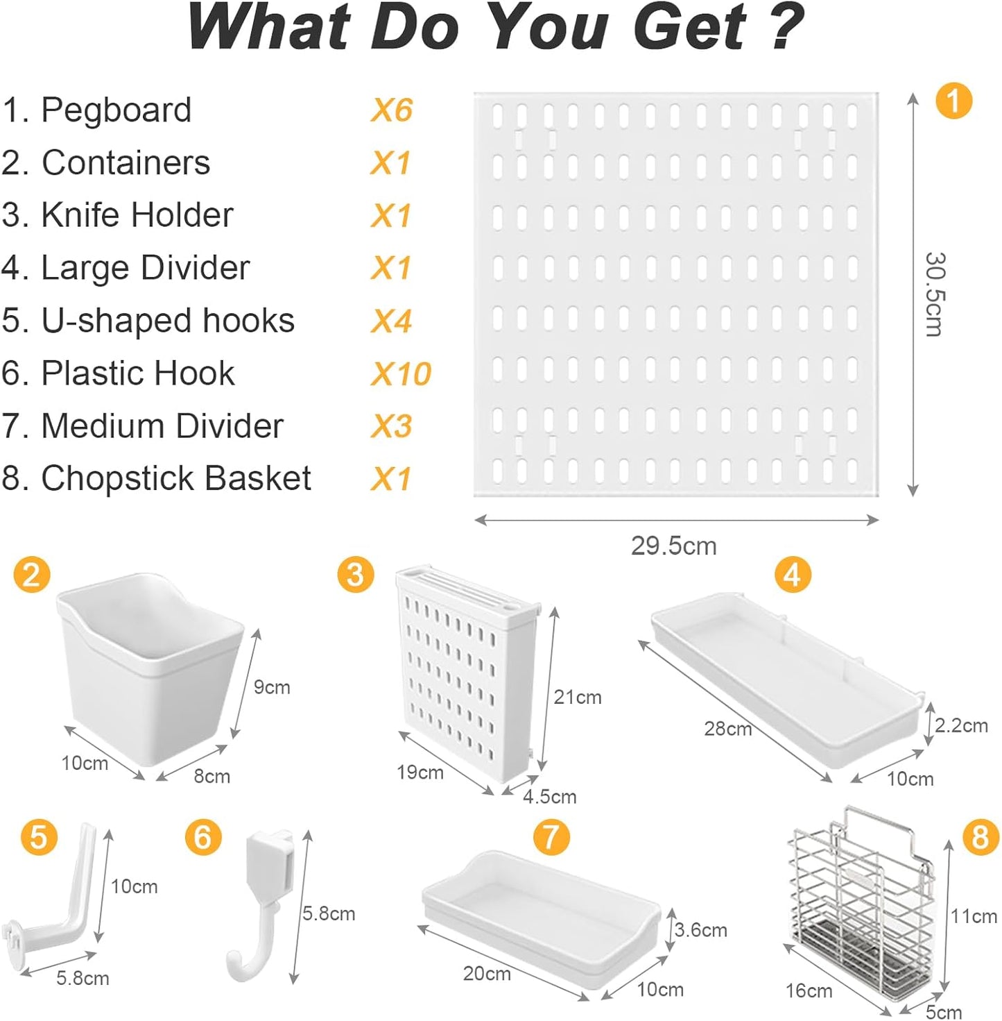 CARLA HOME Pegboard Wall Organizer Kit with 6 Modular Pegboards & 21 Accessories for Kitchen, Office, Gaming & Craft Storage-2050057502606888961