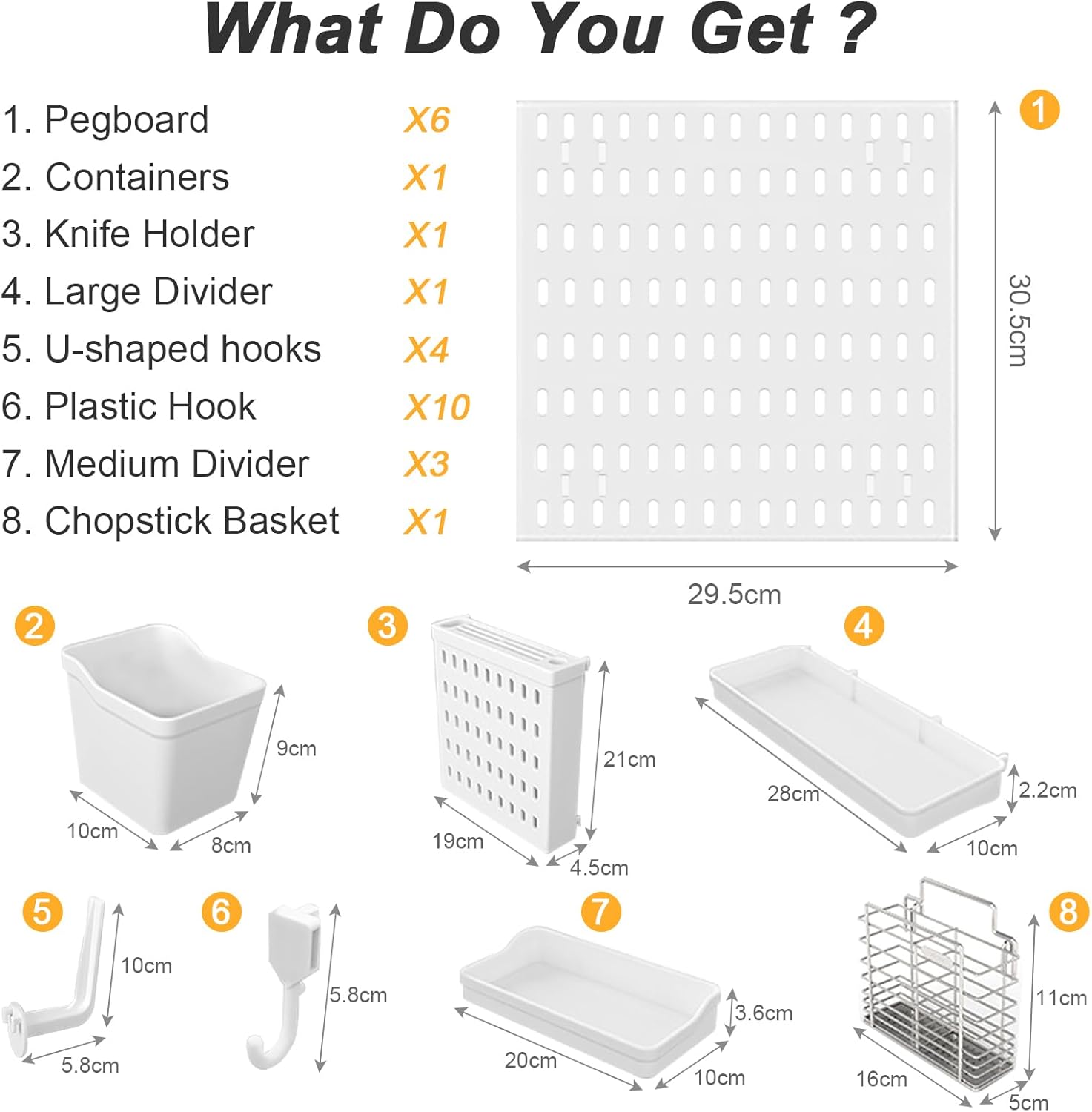 CARLA HOME Pegboard Wall Organizer Kit with 6 Modular Pegboards & 21 Accessories for Kitchen, Office, Gaming & Craft Storage-2050057502606888961