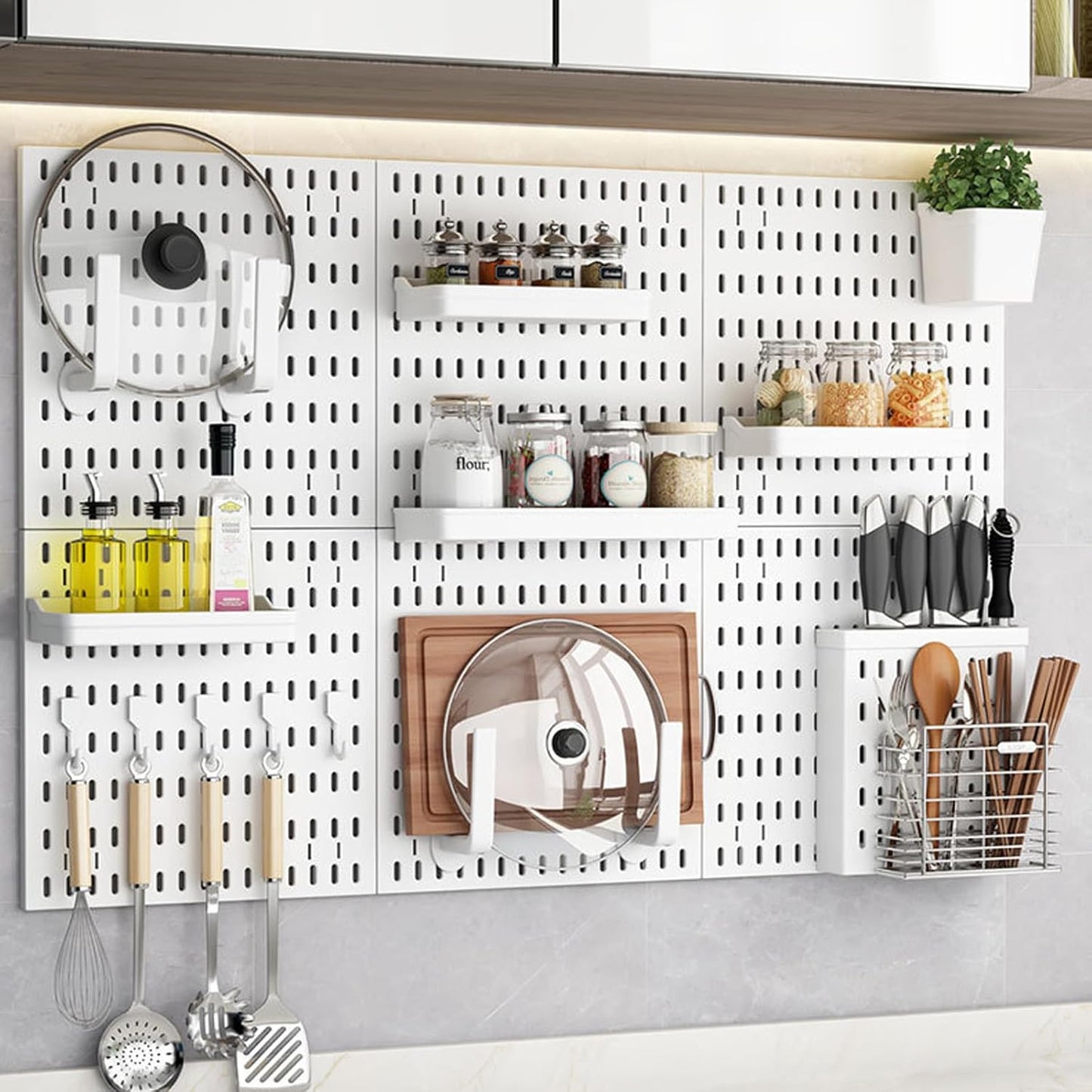 CARLA HOME Pegboard Wall Organizer Kit with 6 Modular Pegboards & 21 Accessories for Kitchen, Office, Gaming & Craft Storage-2050057502606888962