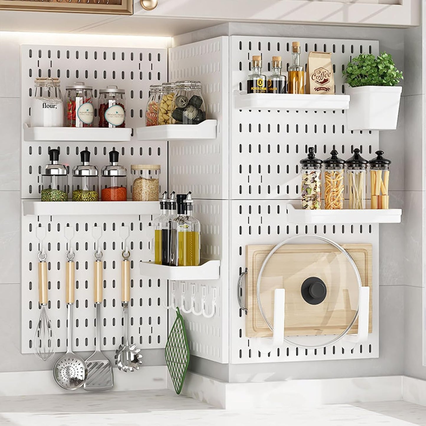 CARLA HOME Pegboard Wall Organizer Kit with 6 Modular Pegboards & 21 Accessories for Kitchen, Office, Gaming & Craft Storage-2050057502606888965