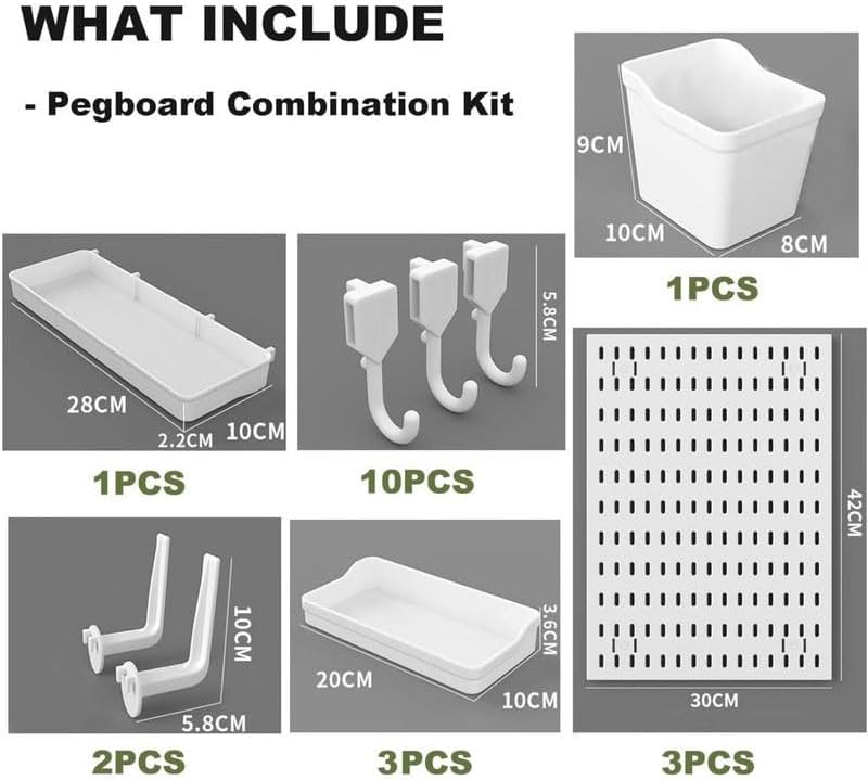 CARLA HOME Pegboard Wall Organizer Kit with 3 Modular Panels & 17 Accessories for Office, Gaming & Craft Storage-2050057502783049729