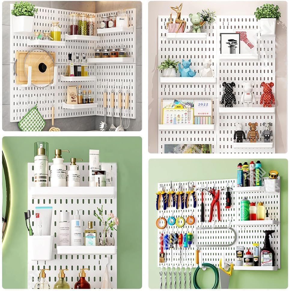 CARLA HOME Pegboard Wall Organizer Kit with 3 Modular Panels & 17 Accessories for Office, Gaming & Craft Storage-2050057502783049731