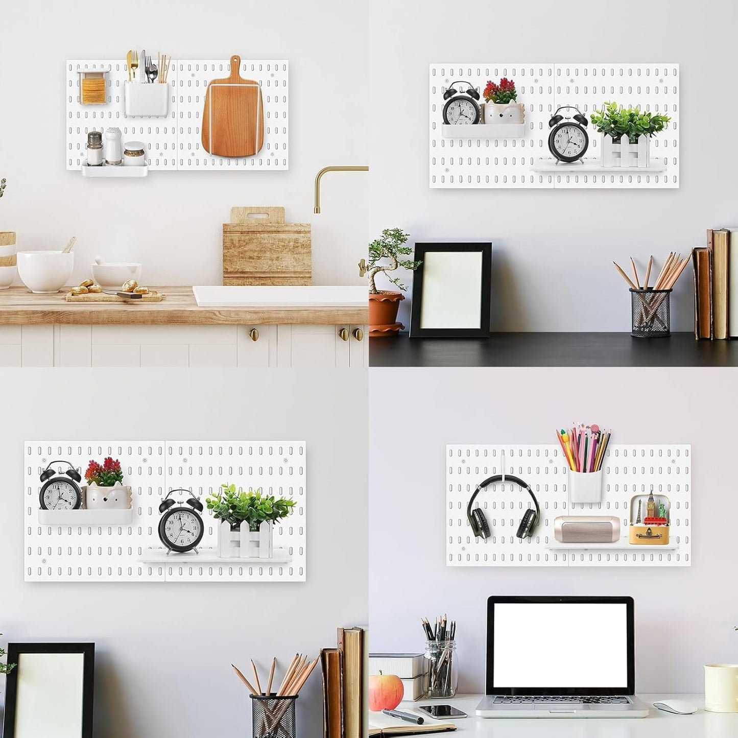 CARLA HOME Pegboard Wall Organizer Kit with 3 Modular Panels & 17 Accessories for Office, Gaming & Craft Storage-2050057502783049735