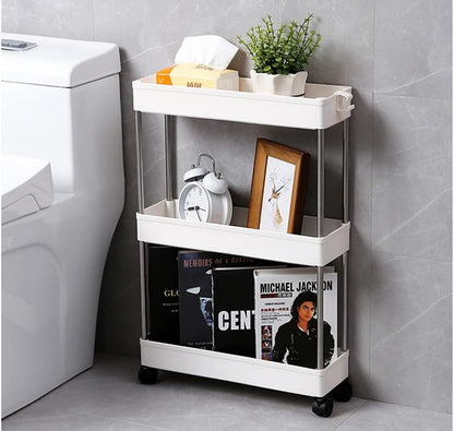 CARLA HOME Slim Storage Cart Organizer Trolley with Wheels for Kitchen, Bathroom, Laundry & Narrow Spaces (3 tier)-2050057504540463107