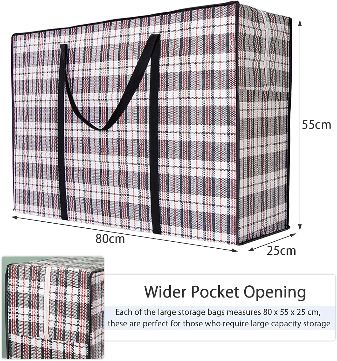 CARLA HOME 6 Pack Large Moving Storage Bags with Zipper & Handles for Clothes, Bedding, Blankets, Dorm & Travel (80x55x25cm)-2050057507983986690