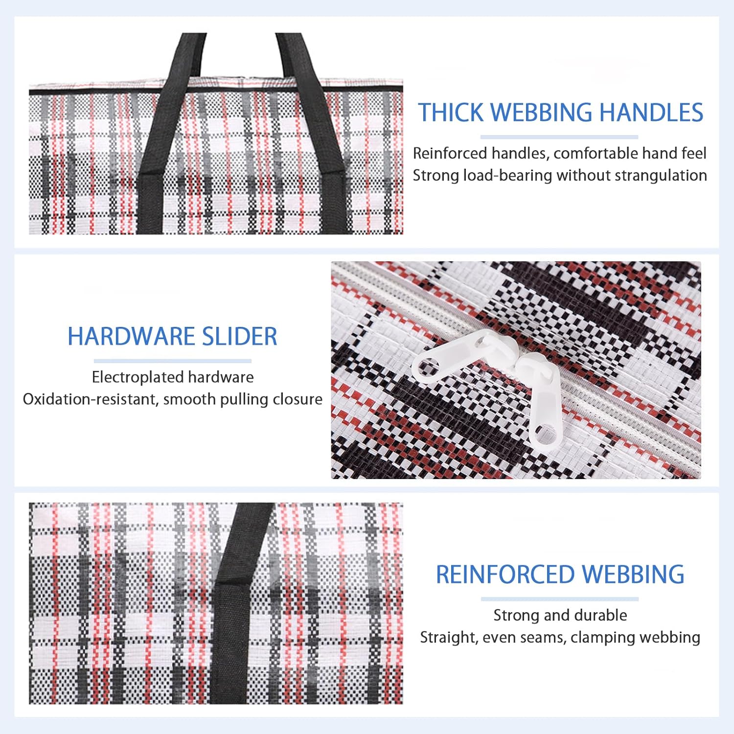 CARLA HOME 6 Pack Large Moving Storage Bags with Zipper & Handles for Clothes, Bedding, Blankets, Dorm & Travel (80x55x25cm)-2050057507983986692
