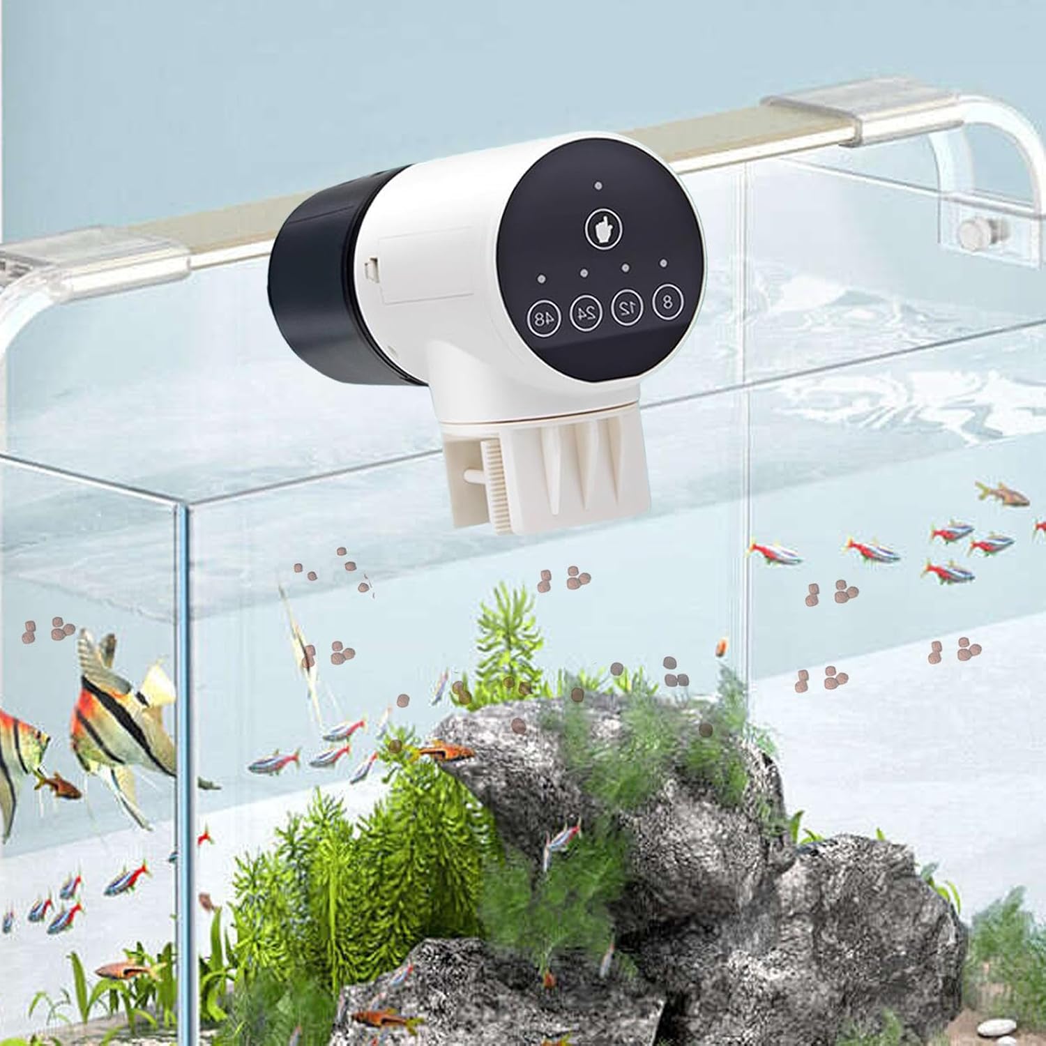 CARLA HOME Automatic Fish Feeder with Timer, Moistureproof Dispenser & Rechargeable Feeding for Aquarium or Tank-2050057508931899393