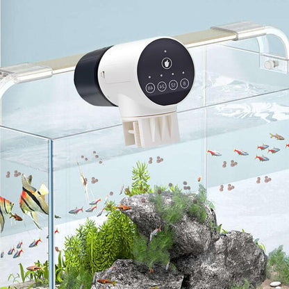 CARLA HOME Automatic Fish Feeder with Timer, Moistureproof Dispenser & Rechargeable Feeding for Aquarium or Tank-2050057508931899393
