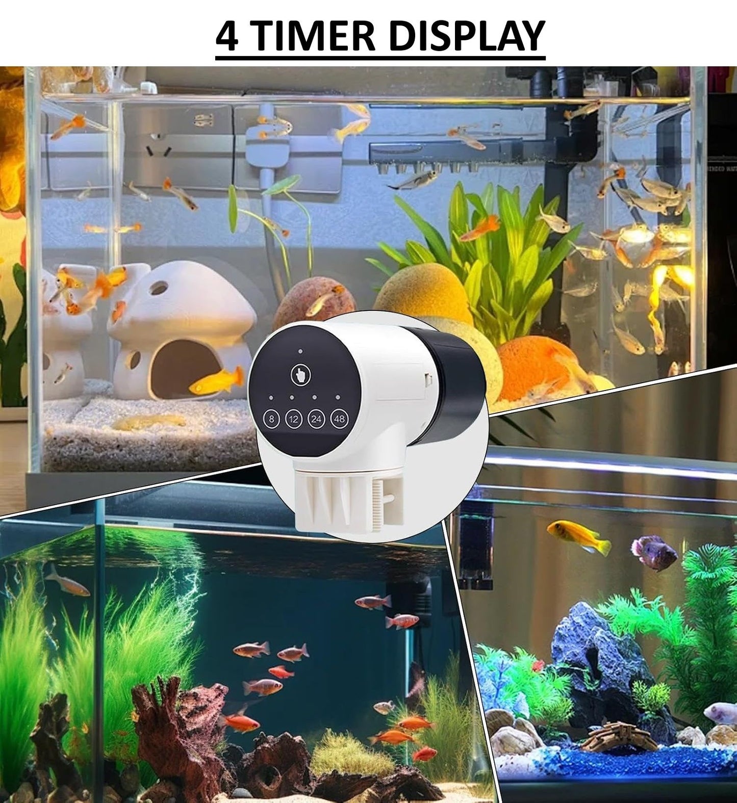 CARLA HOME Automatic Fish Feeder with Timer, Moistureproof Dispenser & Rechargeable Feeding for Aquarium or Tank-2050057508931899394