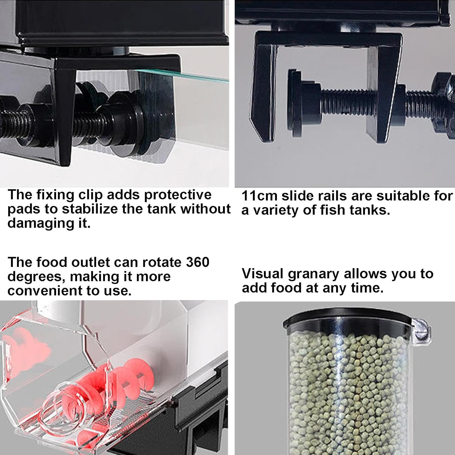 CARLA HOME Automatic Fish Feeder with Timer, Moistureproof Dispenser & Rechargeable Feeding for Aquarium or Tank-2050057508931899397