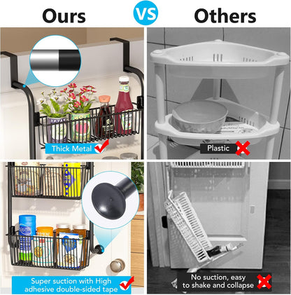CARLA HOME 4-Tier Over the Door Organizer Heavy-Duty Metal Pantry Rack with Hanging Baskets for Home Kitchen Storage & Bathroom Door Organization-2050057511297486852