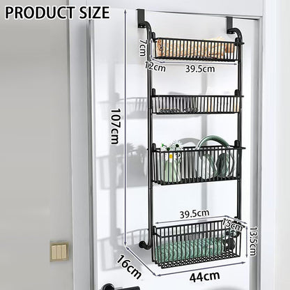 CARLA HOME 4-Tier Over the Door Organizer Heavy-Duty Metal Pantry Rack with Hanging Baskets for Home Kitchen Storage & Bathroom Door Organization-2050057511297486853