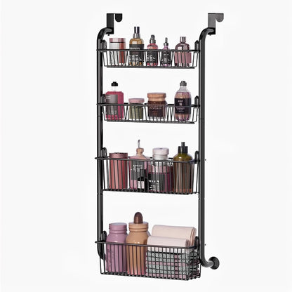 CARLA HOME 4-Tier Over the Door Organizer Heavy-Duty Metal Pantry Rack with Hanging Baskets for Home Kitchen Storage & Bathroom Door Organization-2050057511297486856