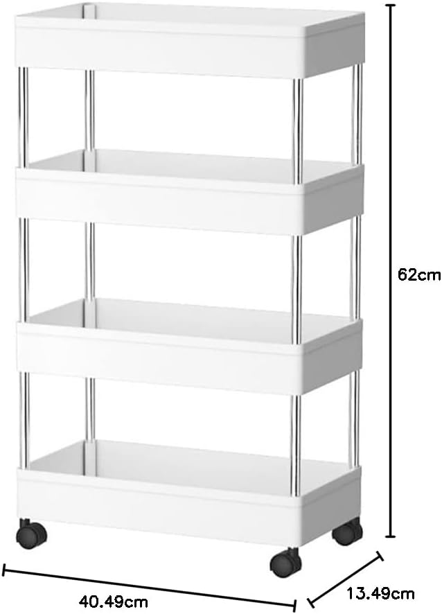CARLA HOME Slim Storage Cart Organizer Trolley with Wheels for Kitchen, Bathroom, Laundry & Narrow Spaces (4 tier)-2050057516636835841