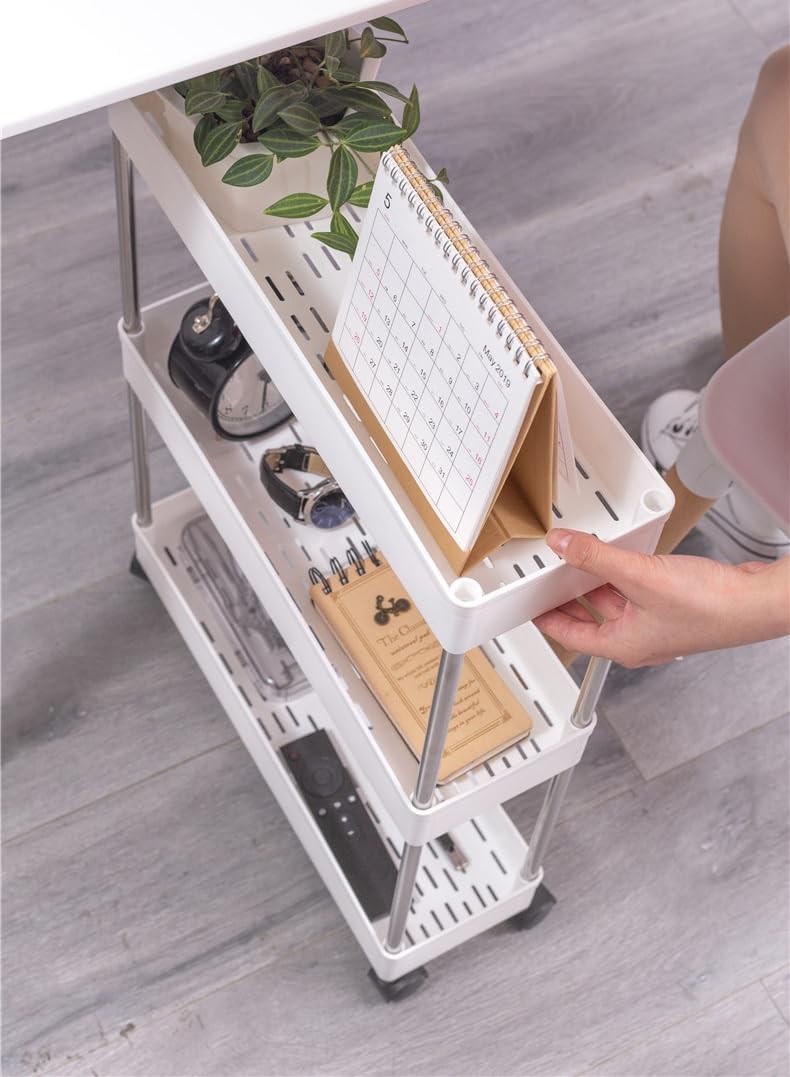 CARLA HOME Slim Storage Cart Organizer Trolley with Wheels for Kitchen, Bathroom, Laundry & Narrow Spaces (4 tier)-2050057516636835843