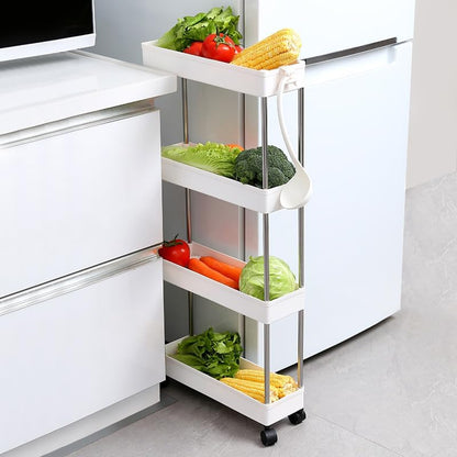CARLA HOME Slim Storage Cart Organizer Trolley with Wheels for Kitchen, Bathroom, Laundry & Narrow Spaces (4 tier)-2050057516636835845