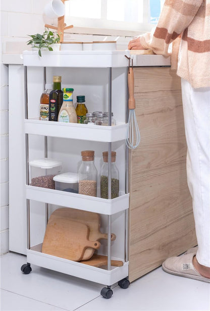 CARLA HOME Slim Storage Cart Organizer Trolley with Wheels for Kitchen, Bathroom, Laundry & Narrow Spaces (4 tier)-2050057516636835846