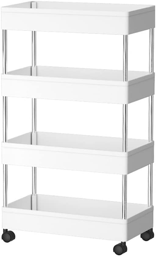 CARLA HOME Slim Storage Cart Organizer Trolley with Wheels for Kitchen, Bathroom, Laundry & Narrow Spaces (4 tier)-2050057516636835847