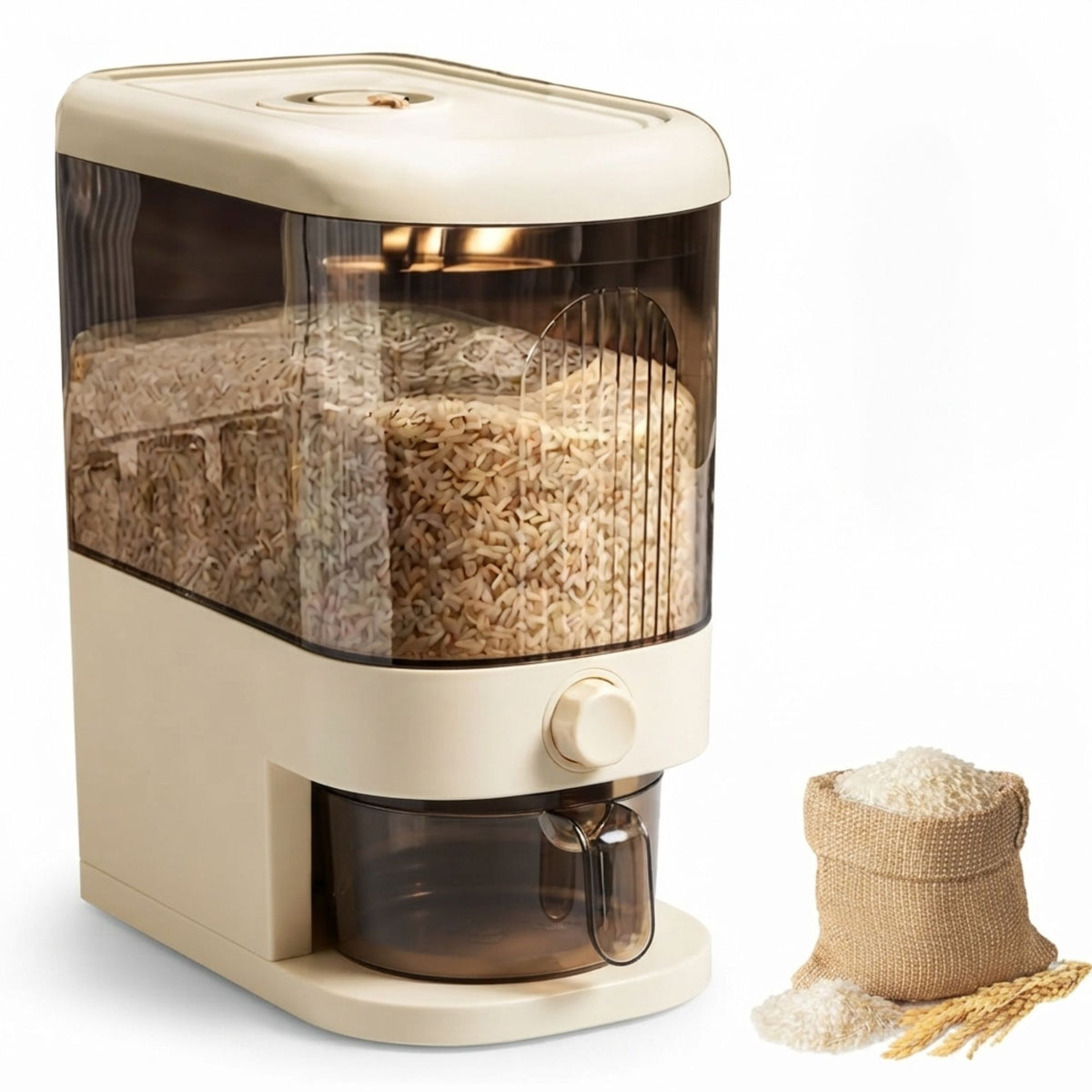 CARLA HOME Rice Dispenser 5kg Large Storage, Press Button Grain Container Kitchen-2094971928354885632
