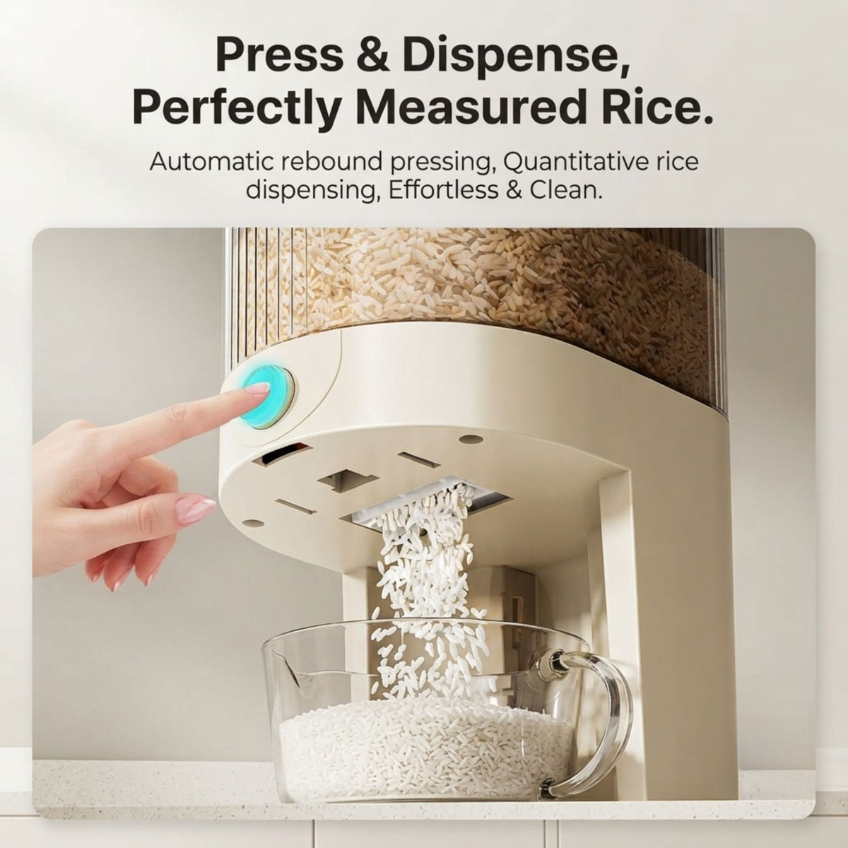 CARLA HOME Rice Dispenser 5kg Large Storage, Press Button Grain Container Kitchen-2094971928354885634