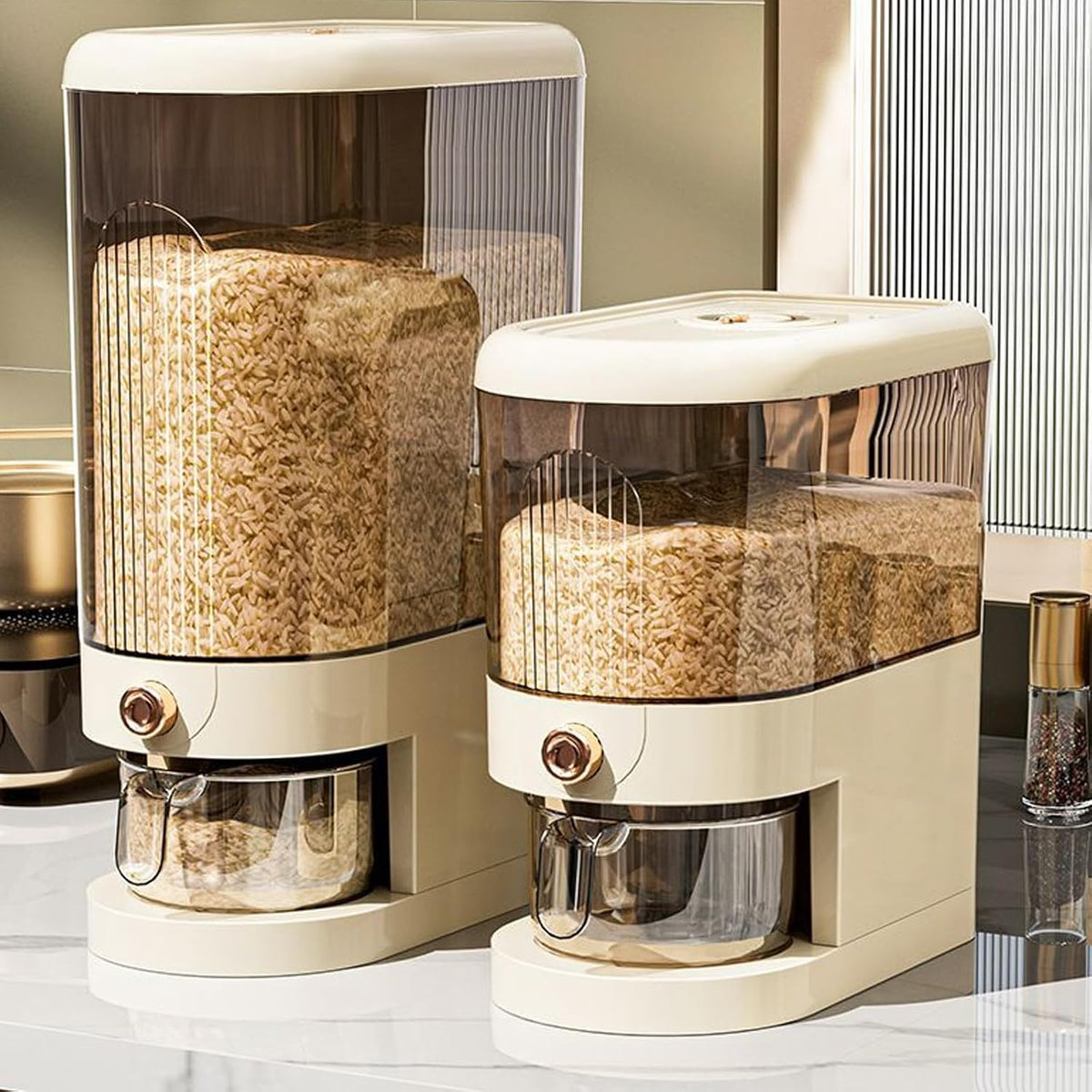 CARLA HOME Rice Dispenser 5kg Large Storage, Press Button Grain Container Kitchen-2094971928354885637