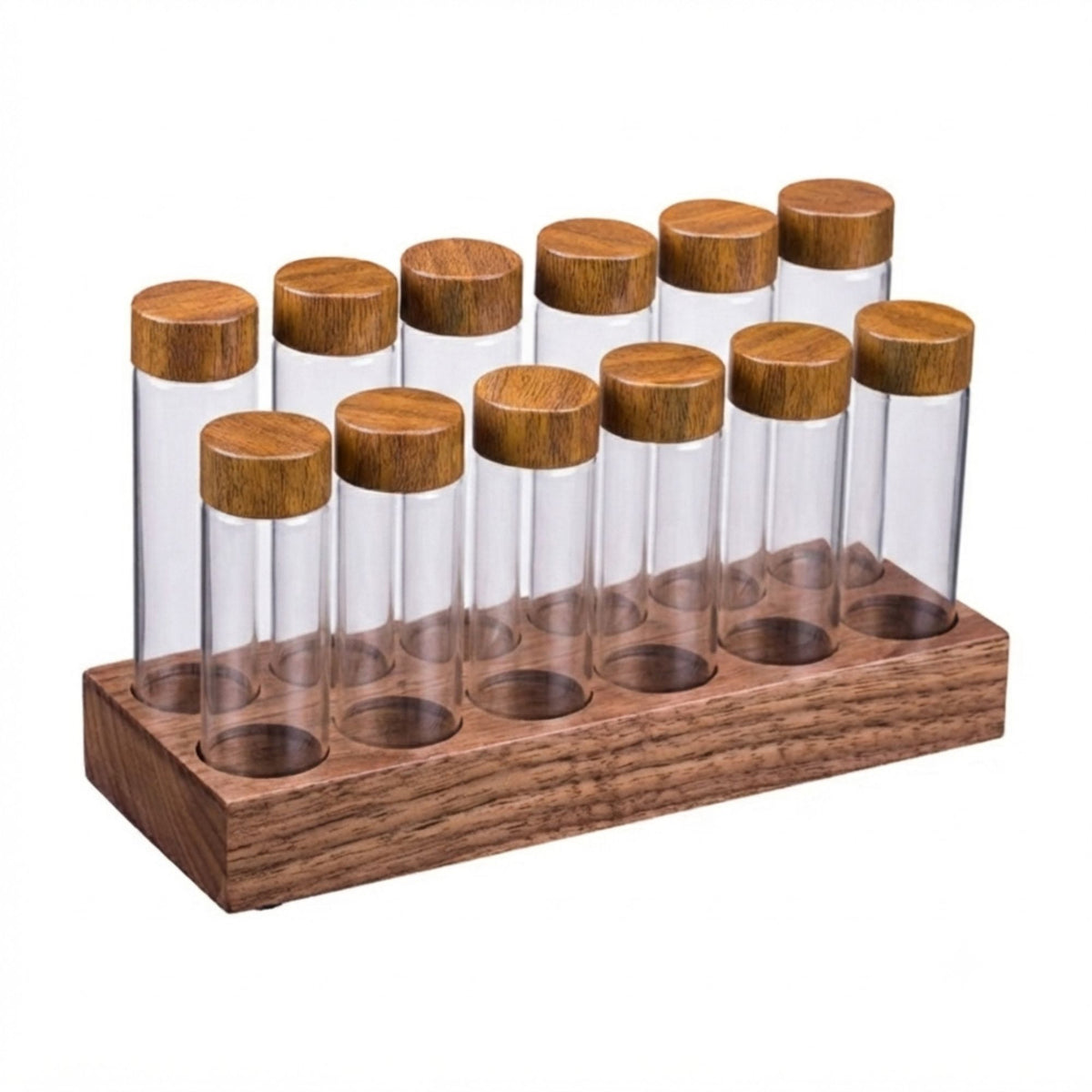 CARLA HOME Glass Coffee Bean Storage Tubes, 12 Pack Wooden Stand (60ml 20g)-2094971928858202120