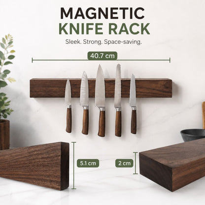 CARLA HOME Magnetic Knife Holder Wall Mounted, Wood Strip, Brown (40cm)-2094971929269243908