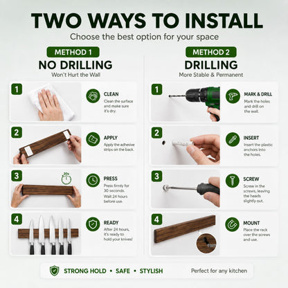 CARLA HOME Magnetic Knife Holder Wall Mounted, Wood Strip, Brown (40cm)-2094971929269243909