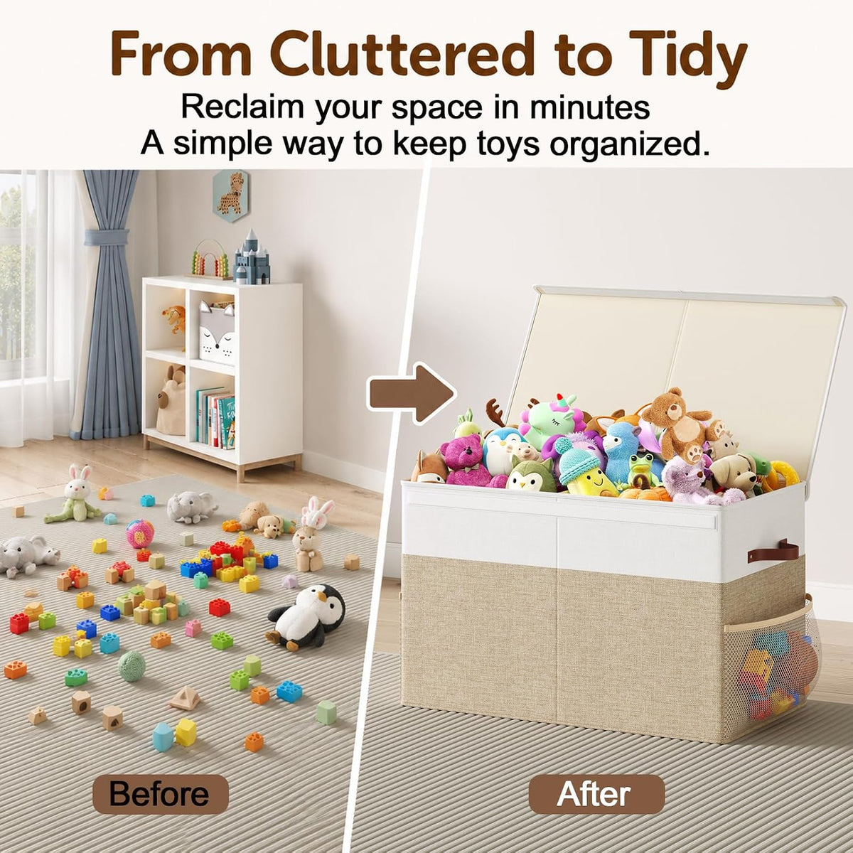 CARLA HOME Large Toy Storage Box with Lid Upgraded Toy Storage Chest Organiser-2094971930133270531