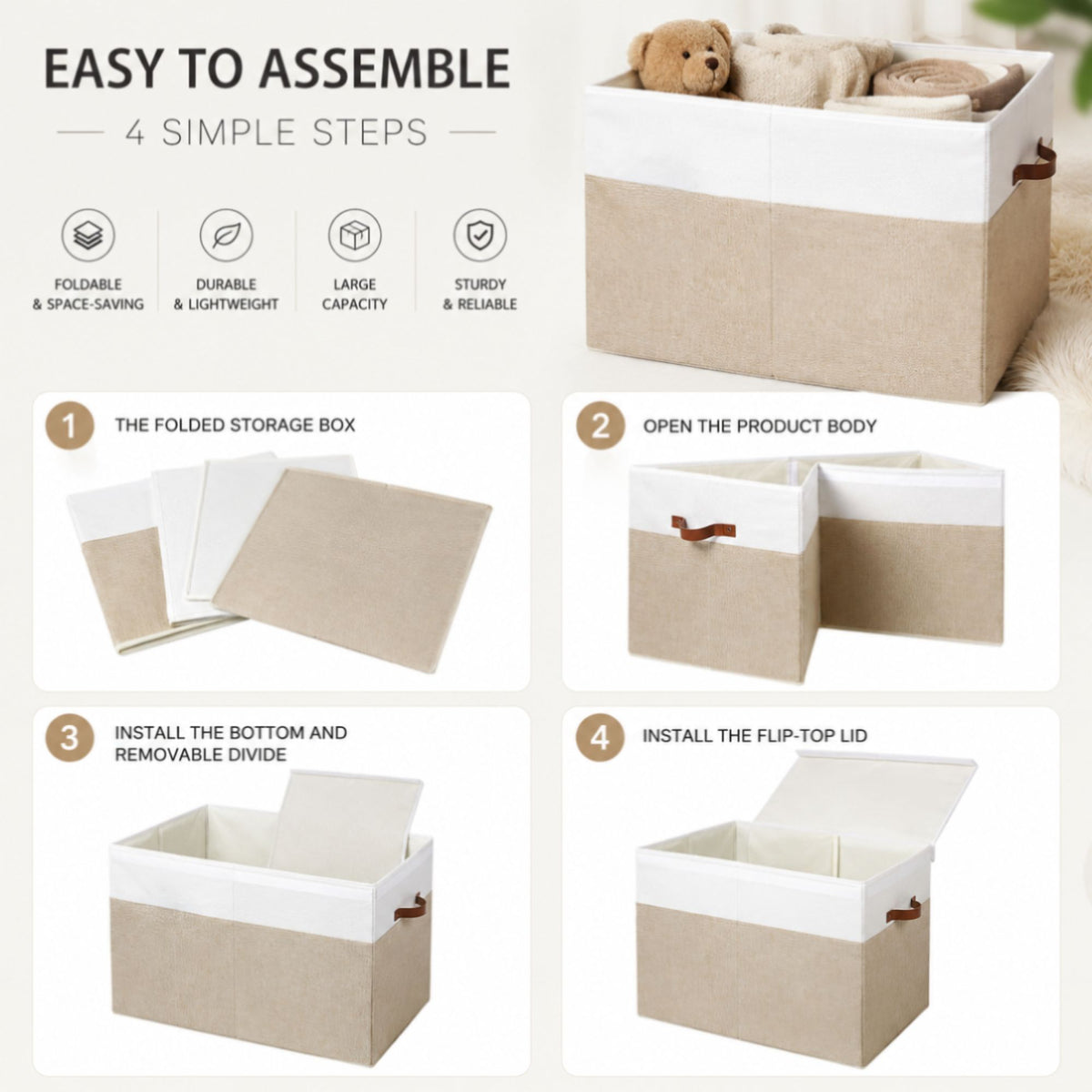 CARLA HOME Large Toy Storage Box with Lid Upgraded Toy Storage Chest Organiser-2094971930133270536