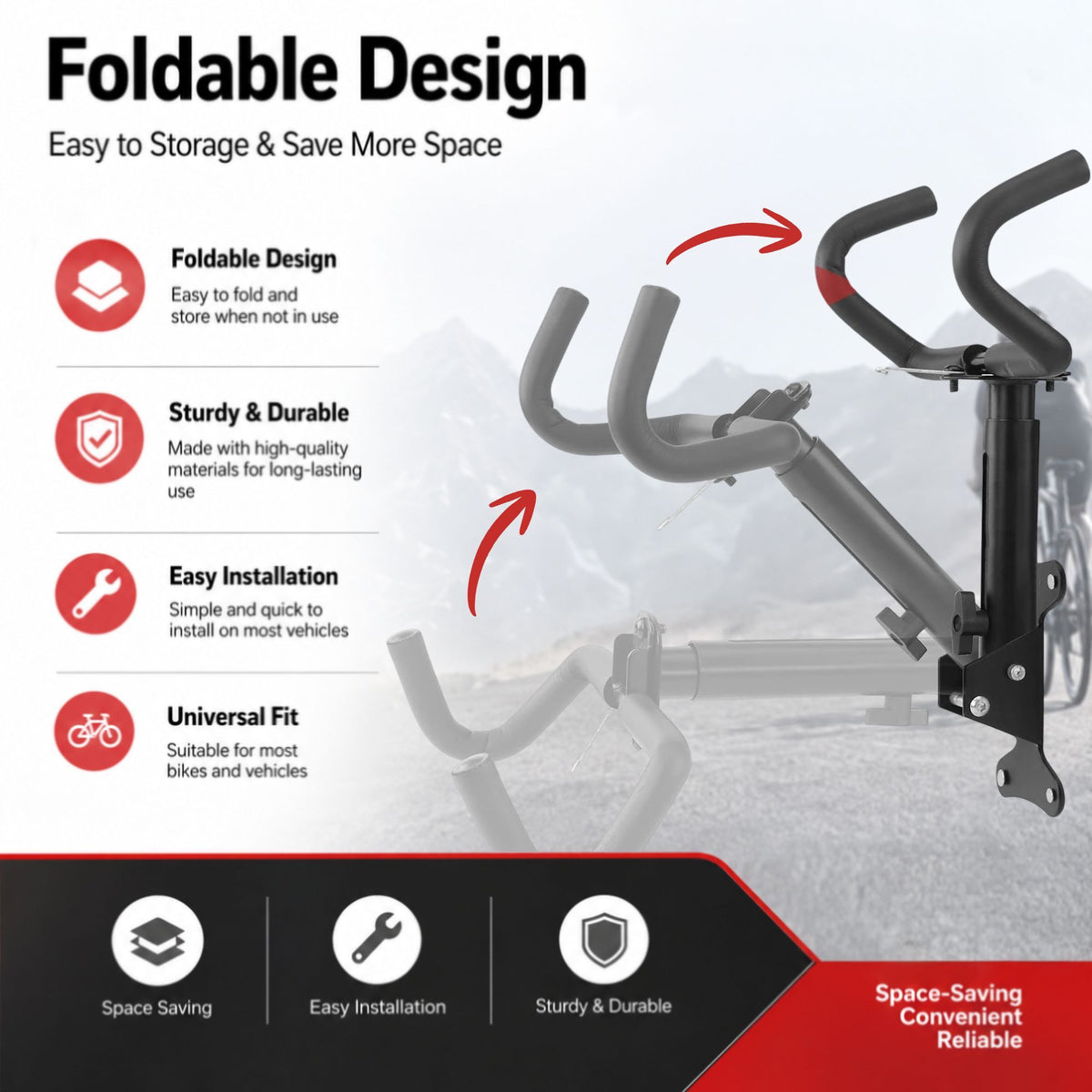 CARLA HOME Wall Mount Bike Rack, Adjustable Foldable Hanger, Garage Storage-2094971930565283843