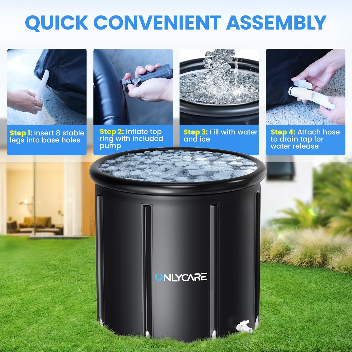 Athlete's Chilled Immersion Bath with Lid: 115-Gallon Multi-Layer Portable Cold Soak Tub for Recovery Therapy