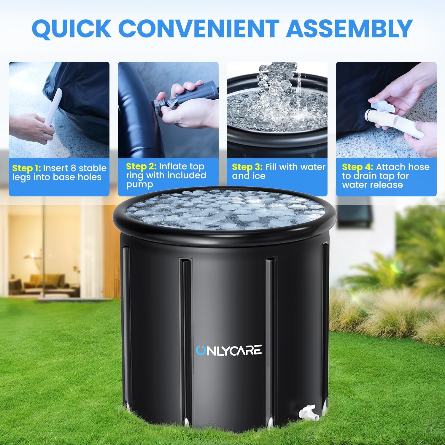 Athlete's Chilled Immersion Bath with Lid: 115-Gallon Multi-Layer Portable Cold Soak Tub for Recovery Therapy