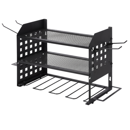 Levede Tool Storage Wall Mounted Tool Organiser Steel 3-Tier Rack Garage Black-2109799601542991881