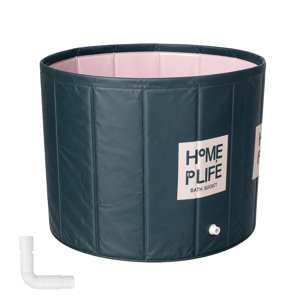 Levede Bathtub Portable Foldable 320L 80 x 80cm Soaking Bath for Home Green-2109799584899993609