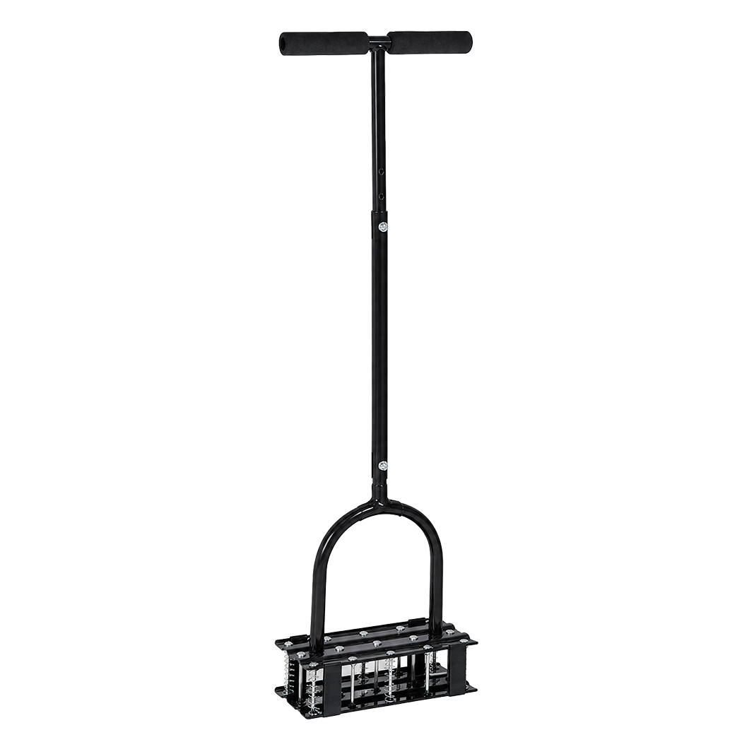 Lambu Lawn Aerator 15-Spike Manual Garden Scarifier Tool Carbon Steel Black-2100035033665507336