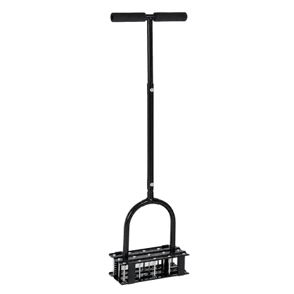 Lambu Lawn Aerator 15-Spike Manual Garden Scarifier Tool Carbon Steel Black-2100035033665507336