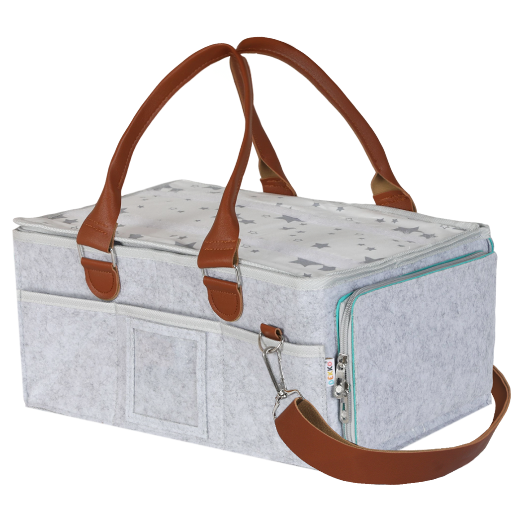 Bo Peep Baby Nappy Caddy Organiser Waterproof Liner With Shoulder Strap Grey-2109799595163455497